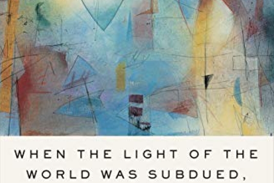 book cover with painting and text on white